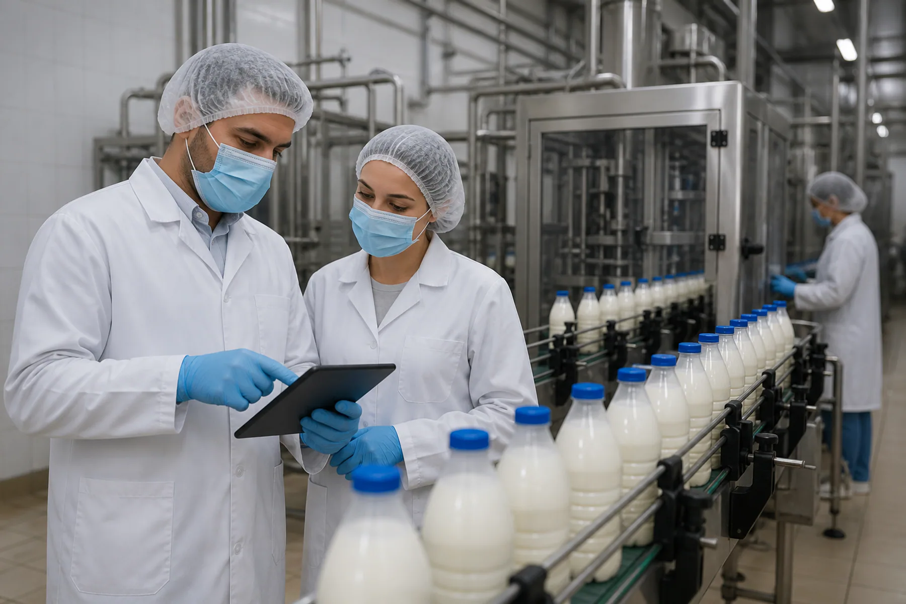 Reviewing process monitoring on a dairy processing line