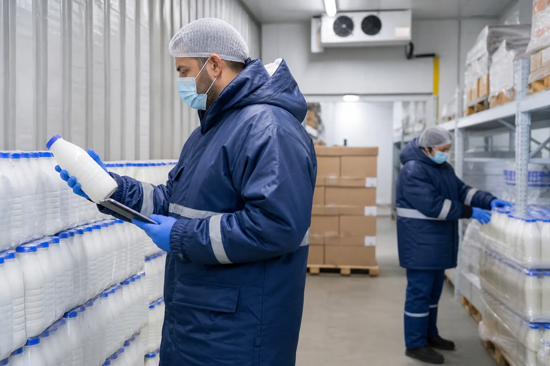 Scanning dairy cases in an organized cold store