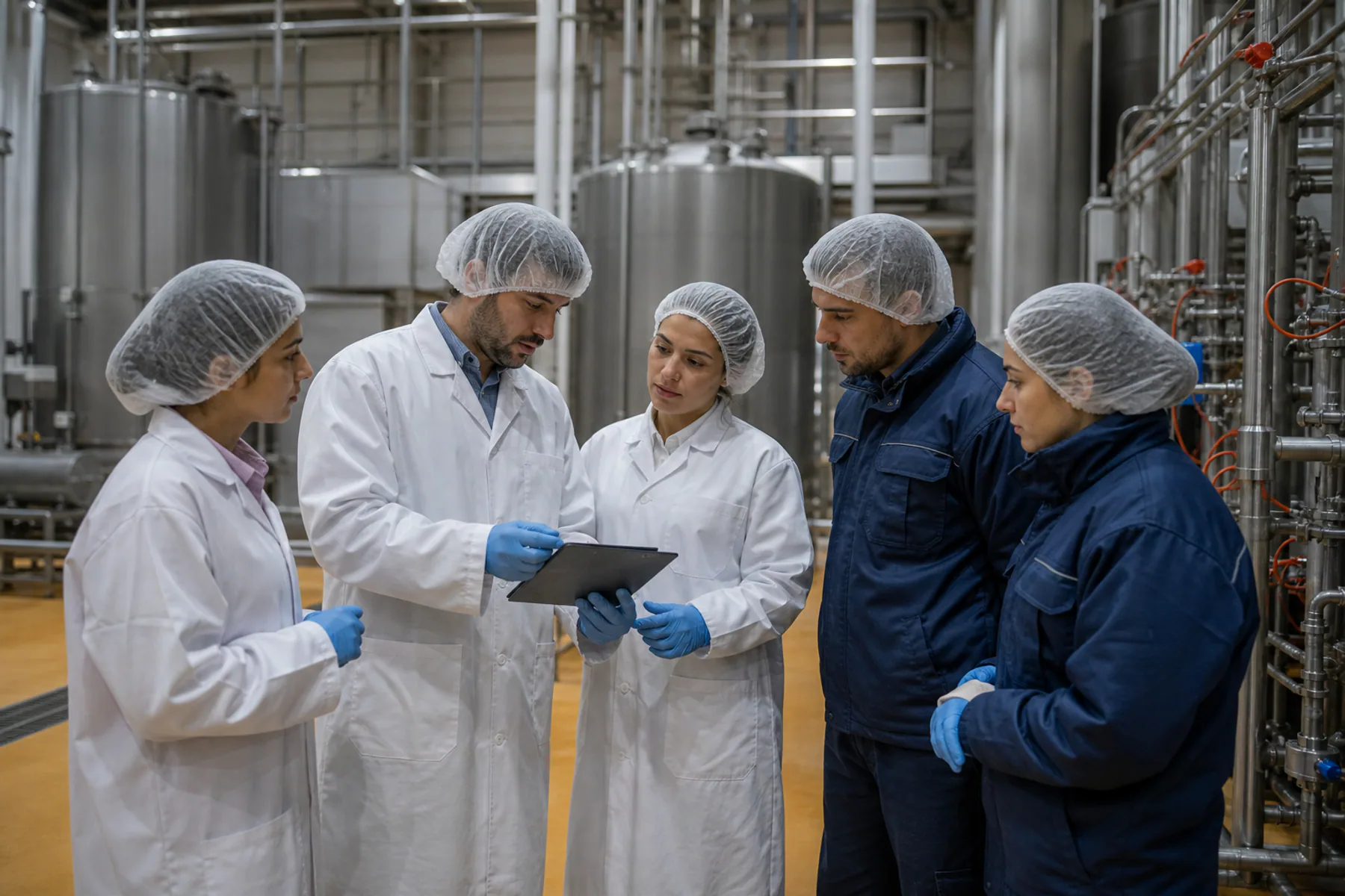 Cross-functional dairy team discussing evidence