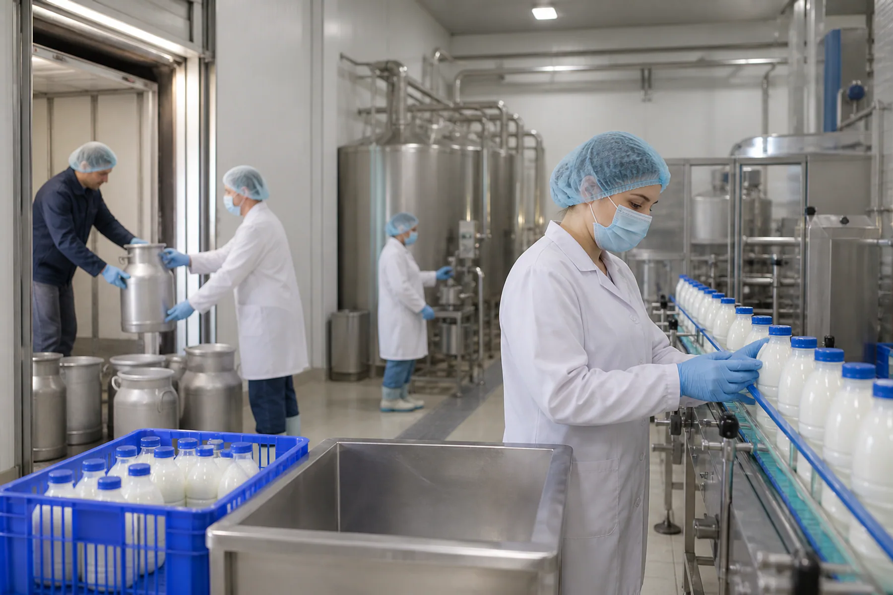 Dairy stages from receiving to chilled storage