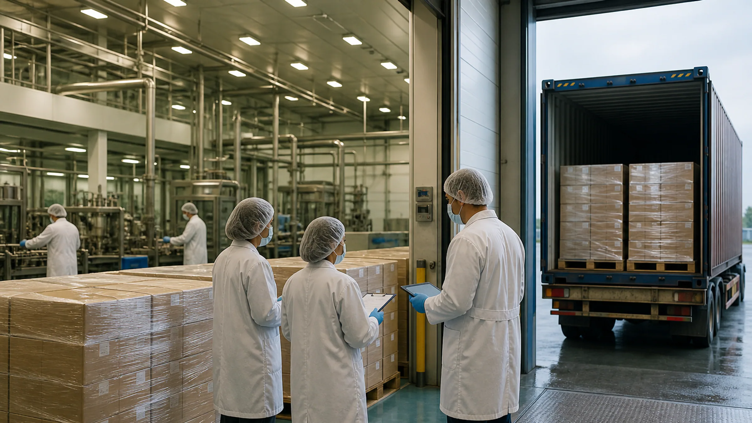 Quality review of a food shipment prepared for export