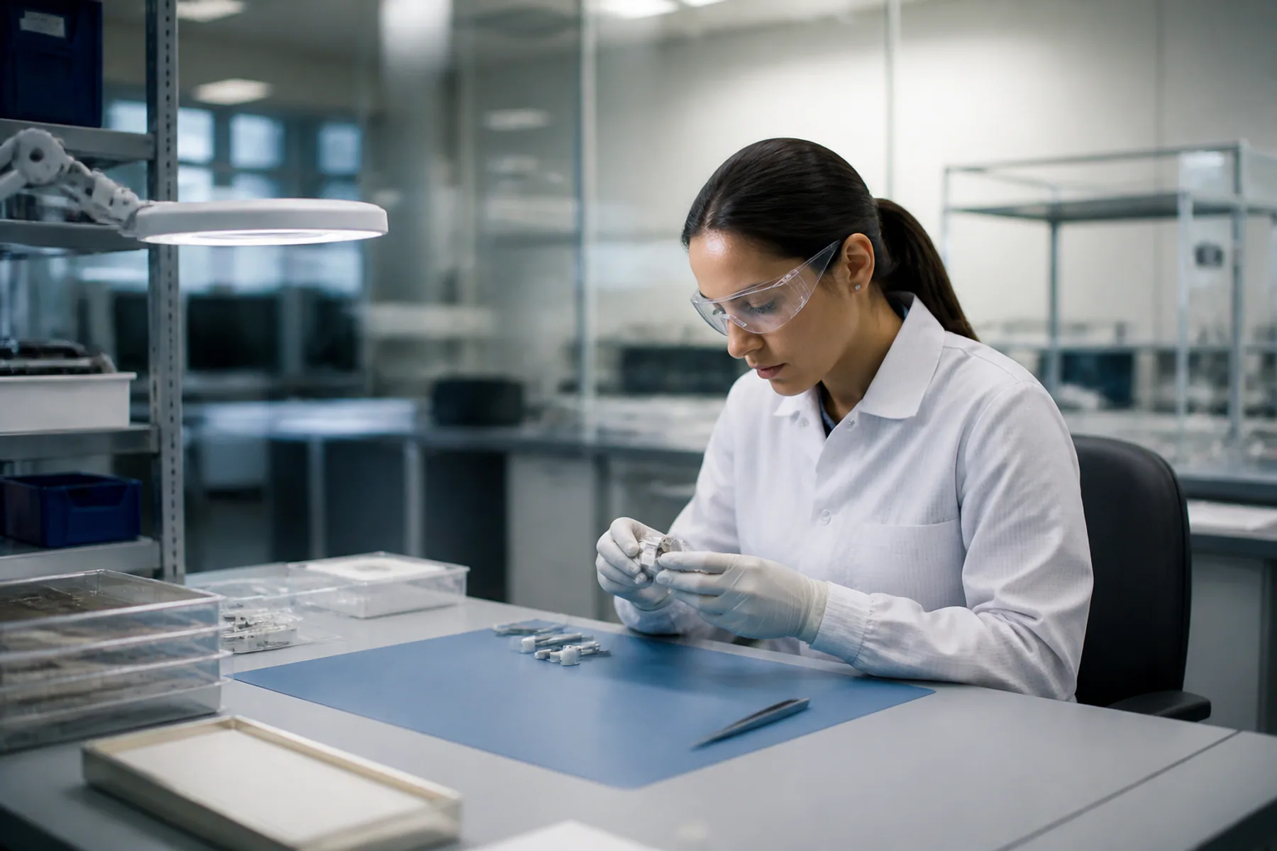 Inspection of medical-device components at a controlled assembly station