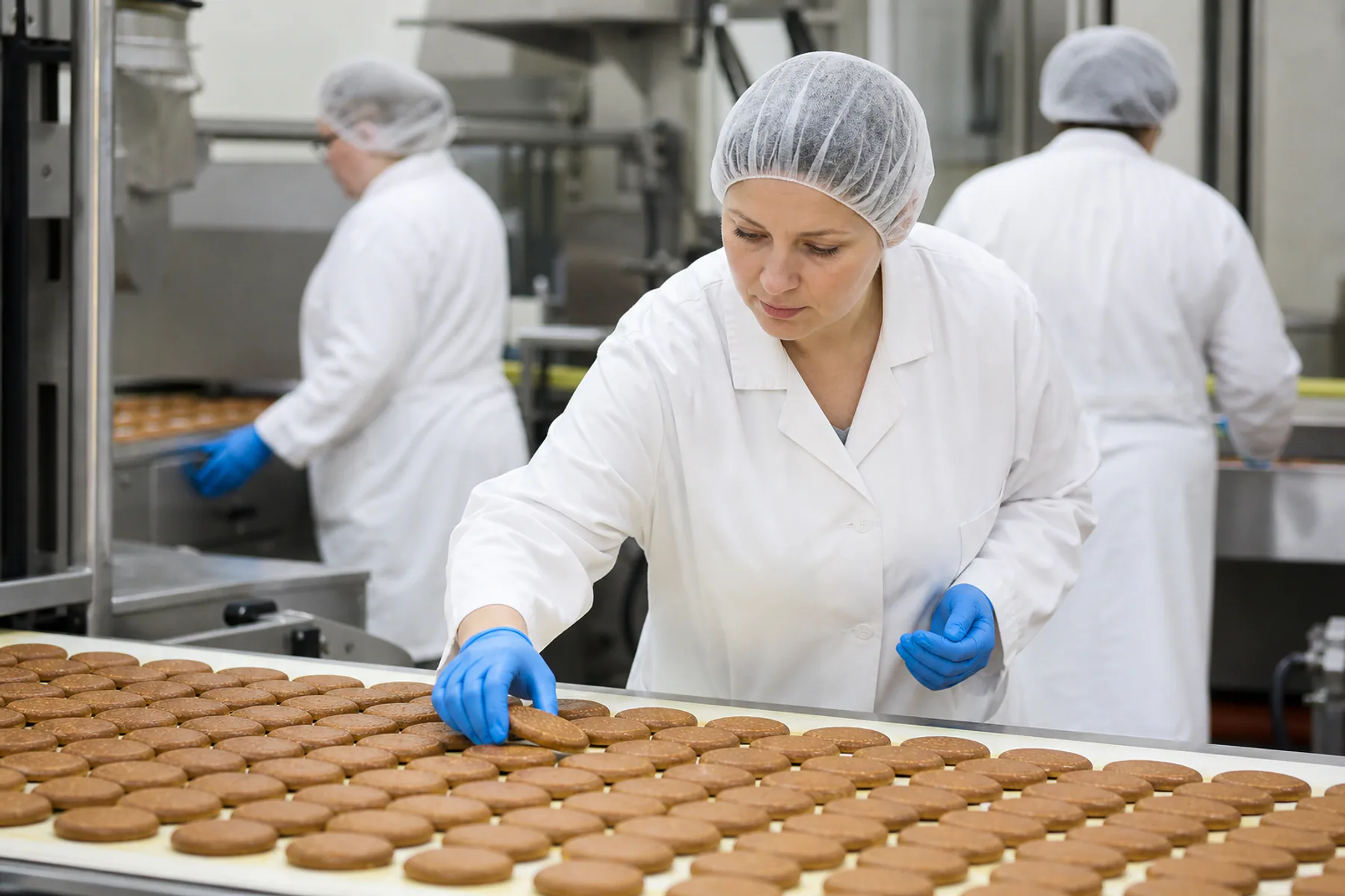 Quality inspection on a bakery and confectionery line.