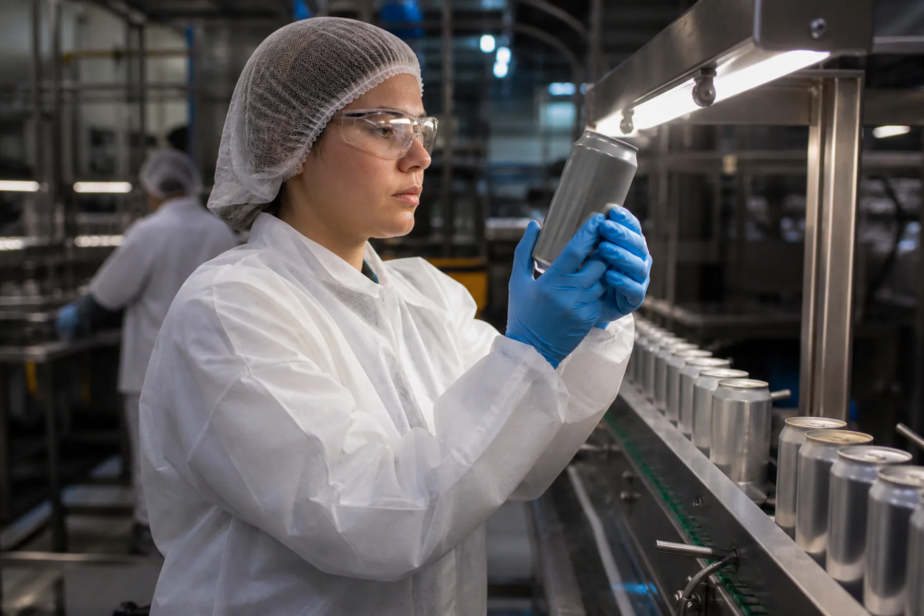 Container inspection on a beverage production line.
