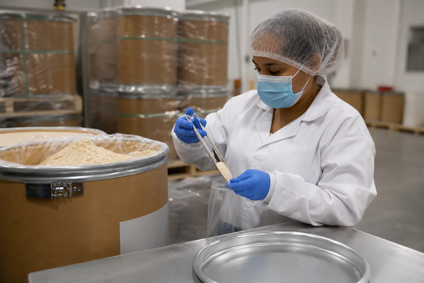 Sampling a supplied food-ingredient lot.