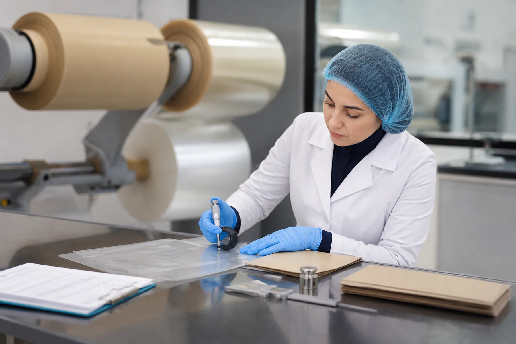 Verification of packaging dimensions and thickness against specification