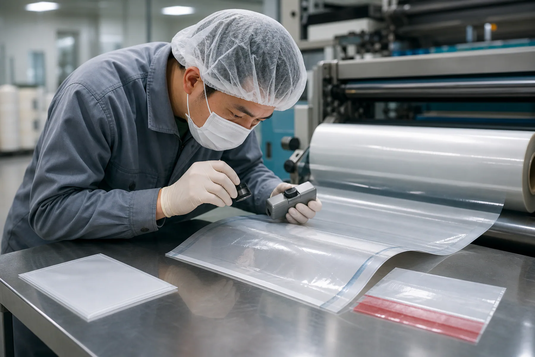 Inspection of print and cutting defects in packaging material