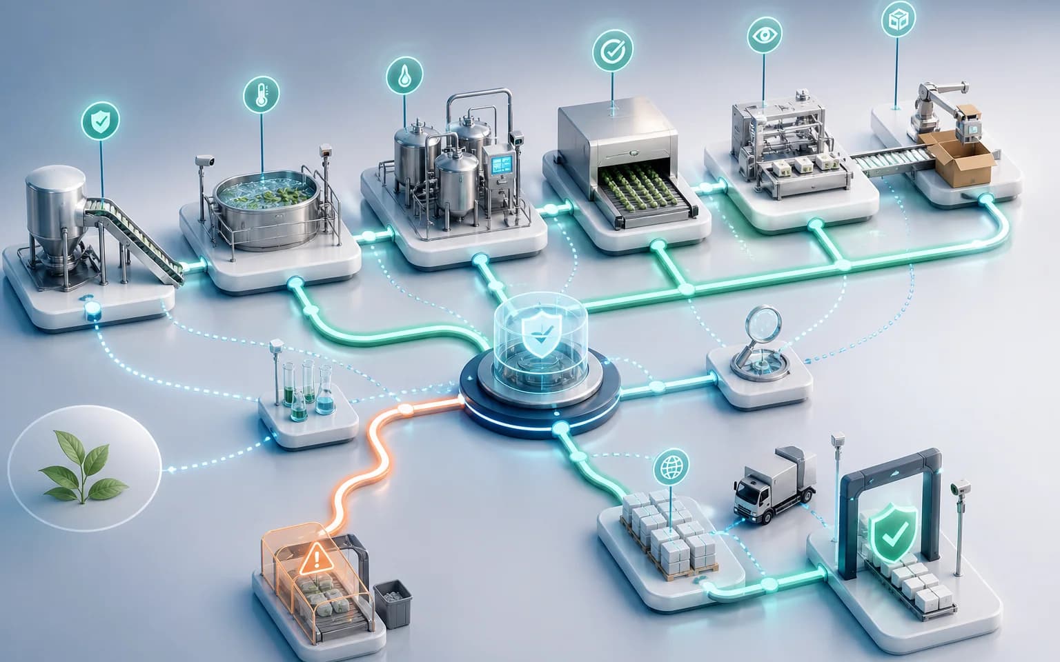 A food safety plan connected to monitoring, deviations, traceability, and operating verification